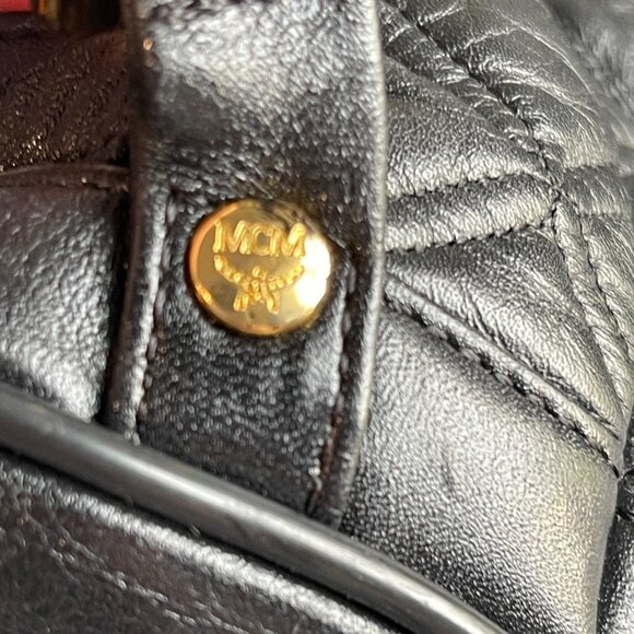 MCM Munchen Vintage Quilted Leather Mini Backpack w/ Gold Stud Accents - Picture 6 of 14